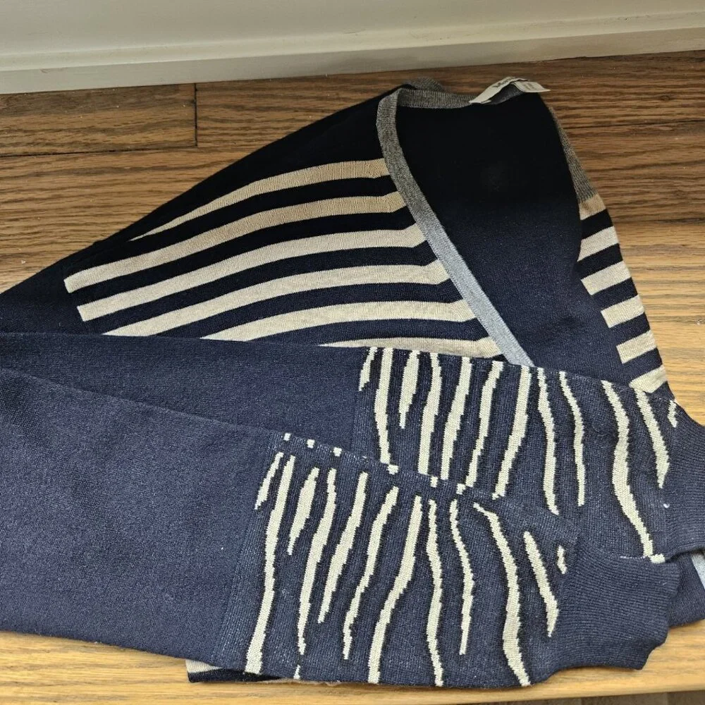 MaxMara Black and Gray Striped Cardigan - Picture 3 of 6